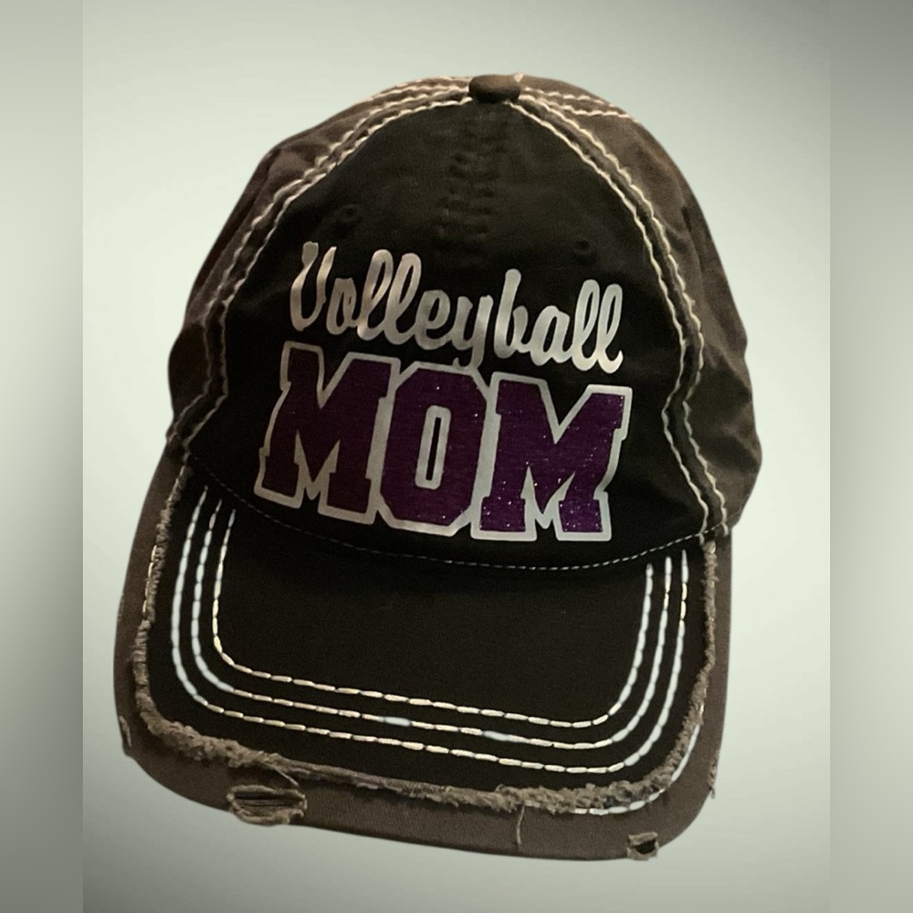OTTO Purple and Black Distressed “VOLLEYBALL MOM” Cap